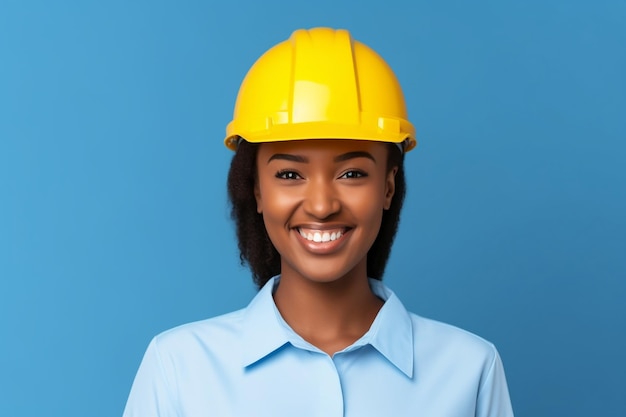 Young African American Woman Wearing a Yellow Smiling Generative Ai