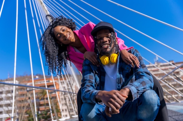 Young african american women in the city lifestyle concept friends portrait having fun