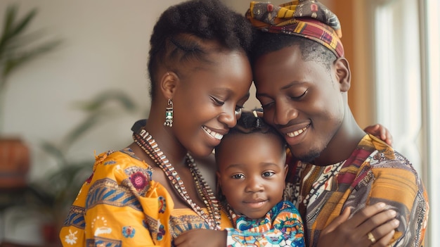 A young African family together isolated background