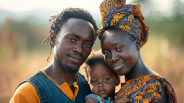 A young African family together isolated background