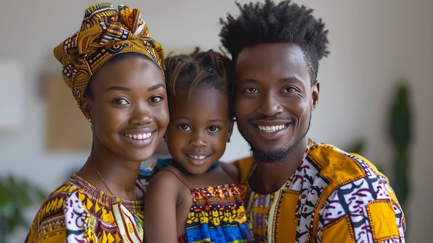 A young African family together isolated background