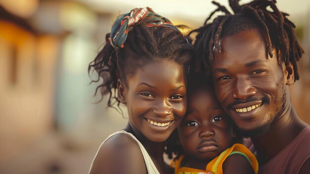 A young African family together isolated background