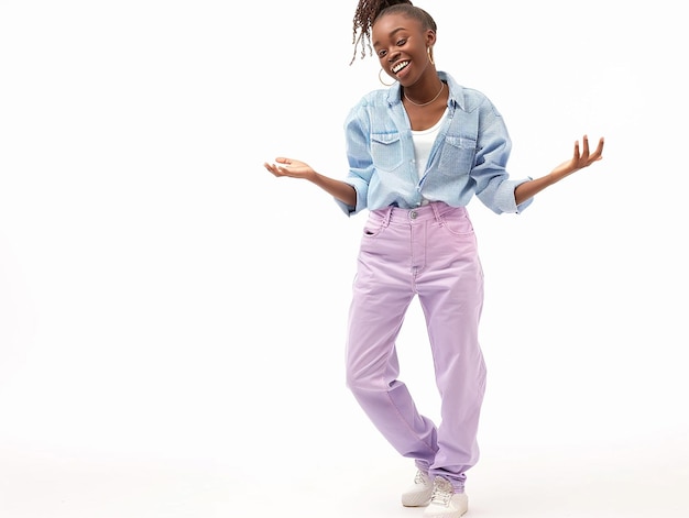 Young AfricanAmerican Woman of Generation Z Wearing Fashionable Outfit