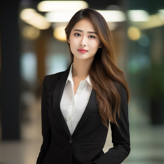 Young Asian Beautiful Corporate Women Wearing Corporate Dress Pretty Attractive Looks Generative Ai