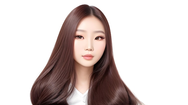 Young asian beauty woman model long hair with korean makeup style on face and perfect skin