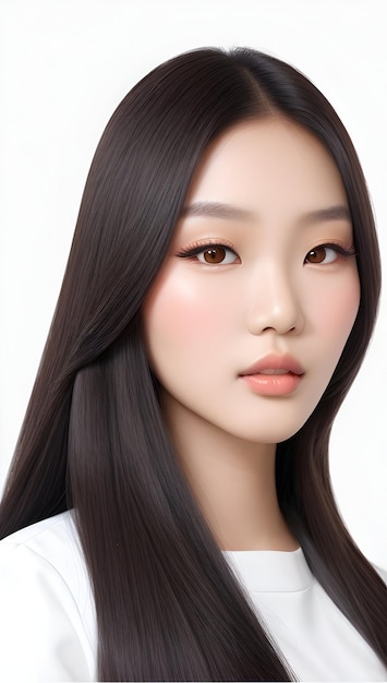 Young asian beauty woman model long hair with korean makeup style on face and perfect skin