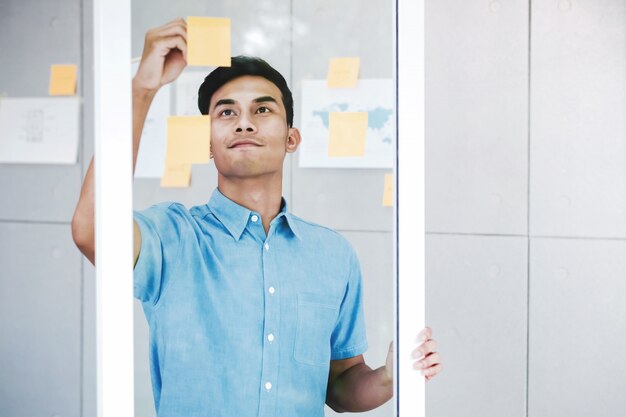 Young Asian Businessman Working in Office Meeting Room. 