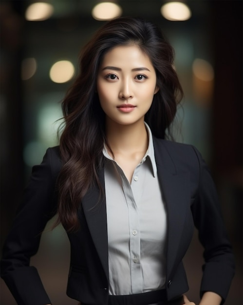 Young Asian Corporate Women Wearing A Corporate Dress Beautiful Attractive Looks Generative Ai