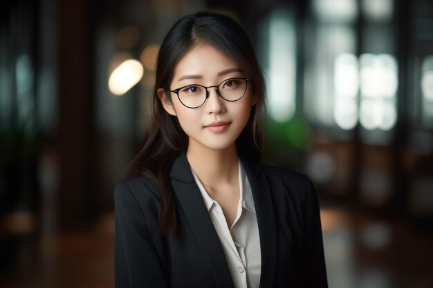 Young Asian Corporate Women Wearing A Corporate Dress Beautiful Attractive Looks Generative Ai