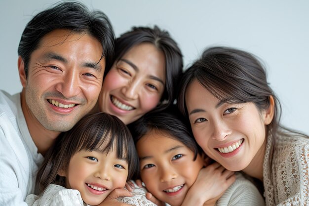 Young asian family enjoying together posing in front of camera