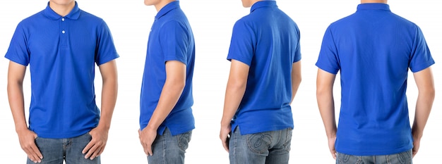 Young Asian man wear a blue polo t-shirt