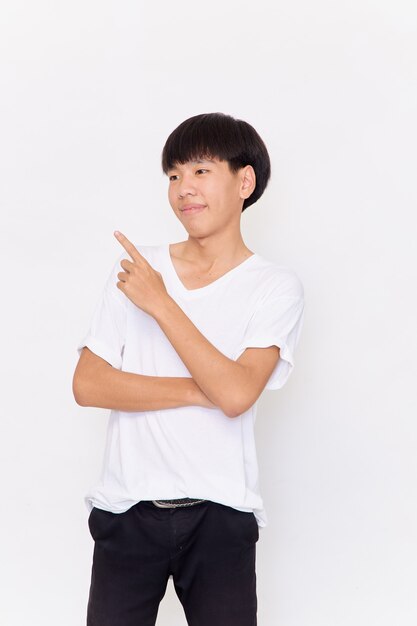 Young Asian man in a white t-shirt