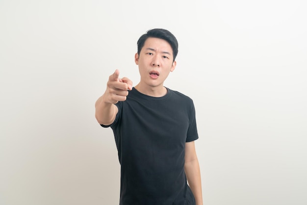 young Asian man with angry and mad face  on white background