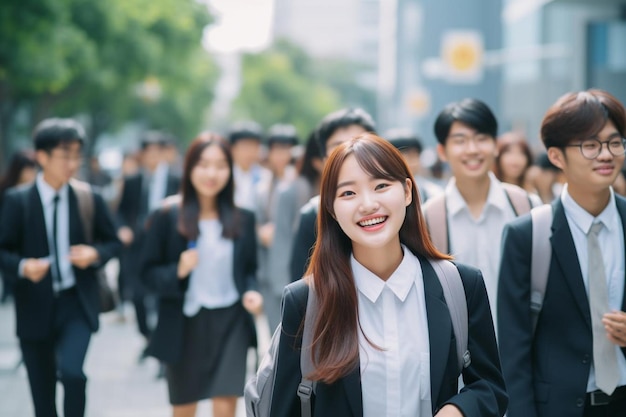 Young asian university students