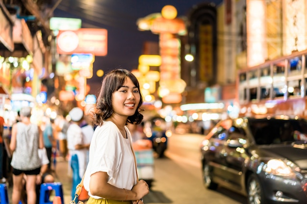 Young asian woman at Chinatown in Bangkok