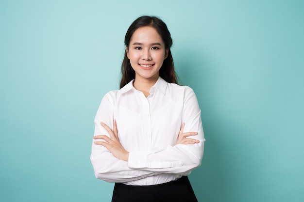 Young asian woman wearing a white shirt