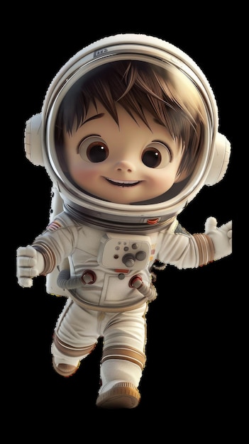 Young astronaut exploring space with excitement