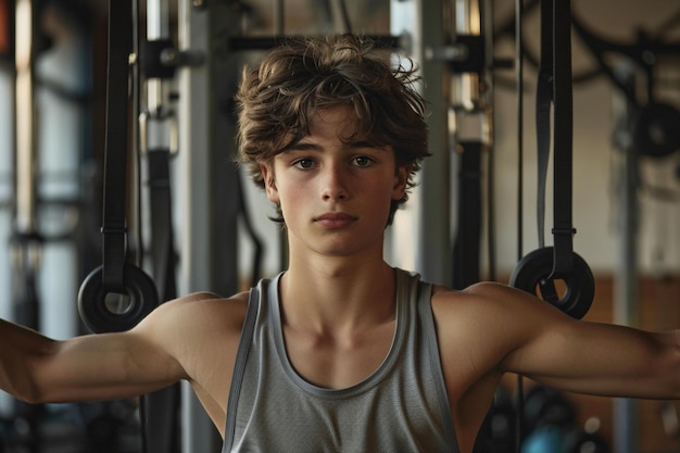 Young Athlete Resting at Gym PostWorkout with AI generated