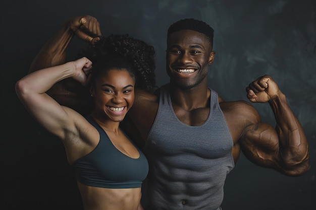 Young Athletic Couple in Urban Setting Demonstrating Fitness and Strength Training for a Healthy Lif