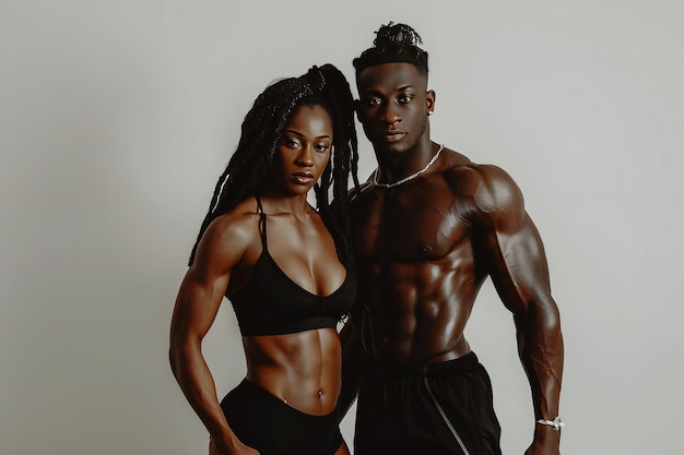 Young Athletic Couple in Urban Setting Demonstrating Fitness and Strength Training for a Healthy Lif