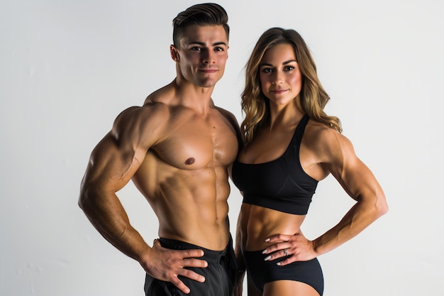 Young Athletic Couple in Urban Setting Demonstrating Fitness and Strength Training for a Healthy Lif