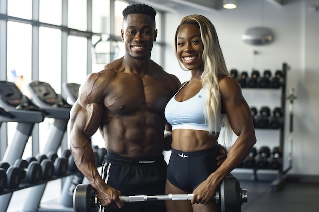 Young Athletic Couple in Urban Setting Demonstrating Fitness and Strength Training for a Healthy Lif