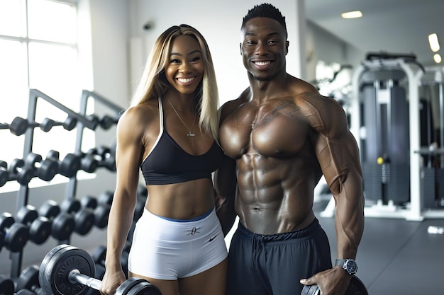 Young Athletic Couple in Urban Setting Demonstrating Fitness and Strength Training for a Healthy Lif