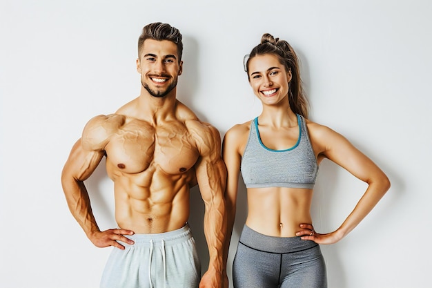 Young Athletic Couple in Urban Setting Demonstrating Fitness and Strength Training for a Healthy Lif