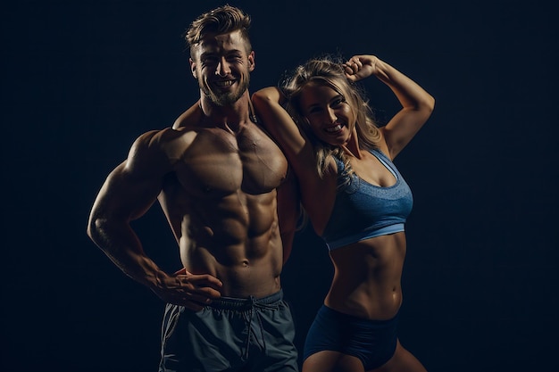 Young Athletic Couple in Urban Setting Demonstrating Fitness and Strength Training for a Healthy Lif