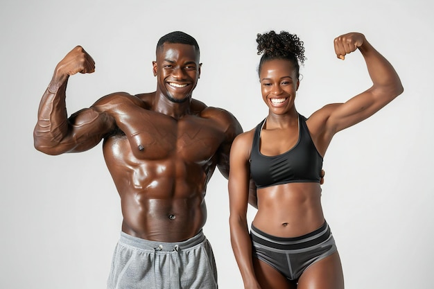 Young Athletic Couple in Urban Setting Demonstrating Fitness and Strength Training for a Healthy Lif