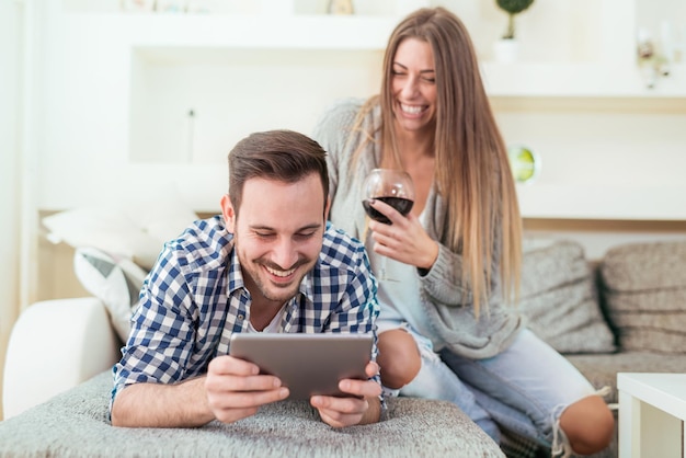 Young attractive couple having fun