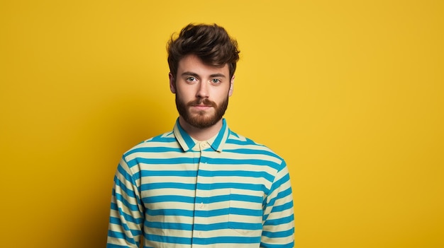 Young bearded man with a striped shirt