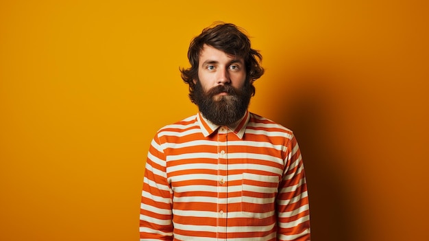 Young bearded man with a striped shirt