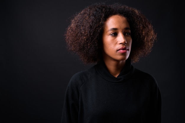 young beautiful African woman with Afro hair black