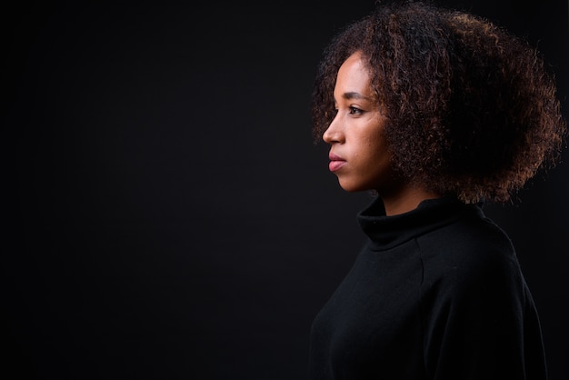 young beautiful African woman with Afro hair black