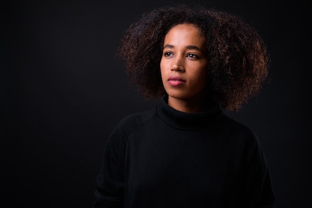 young beautiful African woman with Afro hair black