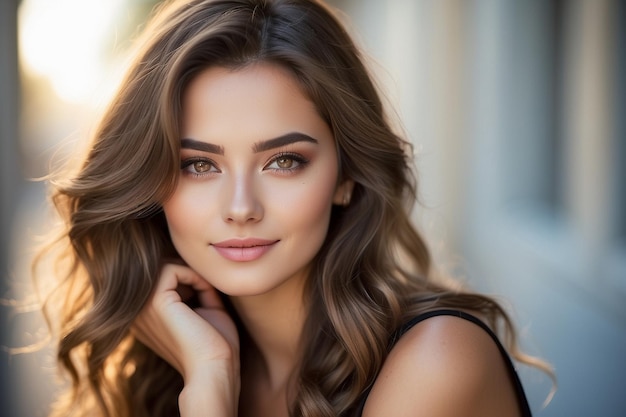 young beautiful girl portrait close up short isolated on dark background