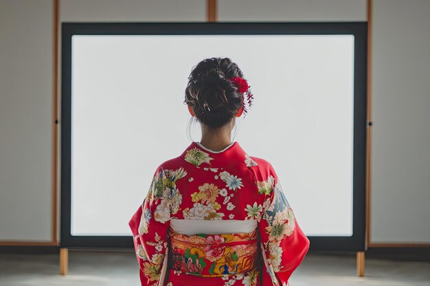 Photo young beautiful japanese woman wearing a traditional kimono