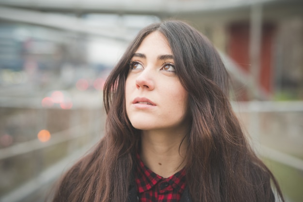 young beautiful long hair model woman