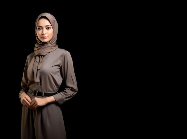 Young beautiful Muslim woman fashionable clothes in office isolated background