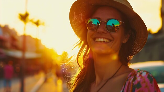 Young beautiful smiling hipster woman in trendy summer clothes Sexy carefree woman p Generative AI