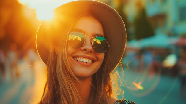 Young beautiful smiling hipster woman in trendy summer clothes Sexy carefree woman p Generative AI