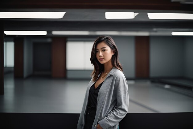 young beautiful woman in casual outfit isolated in studio