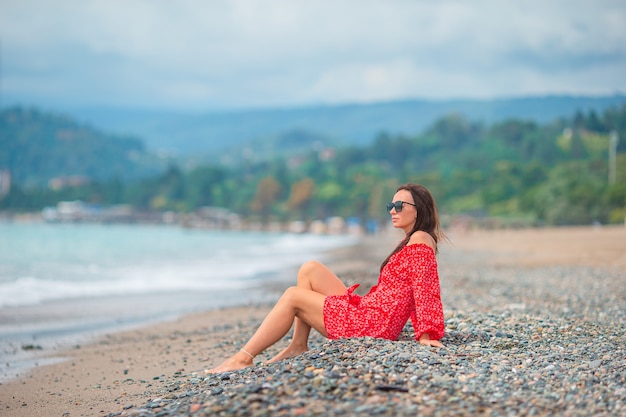 Young beautiful woman relax on the beach