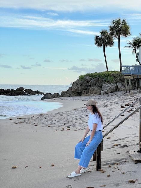 Young beautiful woman relax on the beach