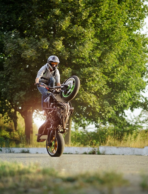 Young biker showing his extreme talents.