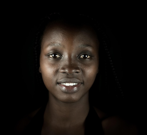 Young black African American woman portrait in indoors