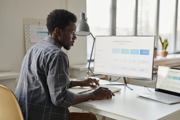 Young Black Man Working In Office Minimal