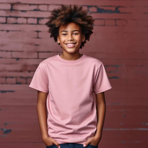 Young black teenager wearing empty blank tshirt for mockup