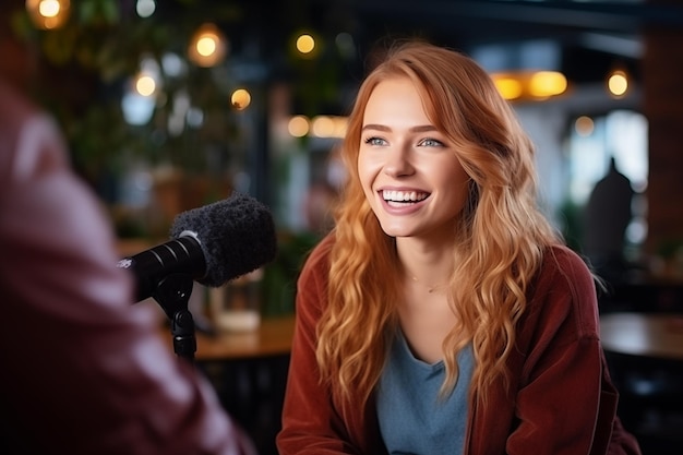 young blogger recording in an interior